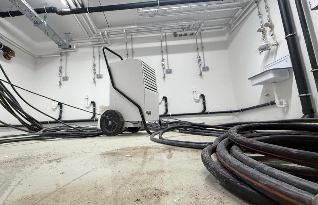 eine Maschine mit Wagen und schwarzen Schläuchen